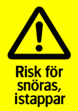 Risk för snöras, istappar